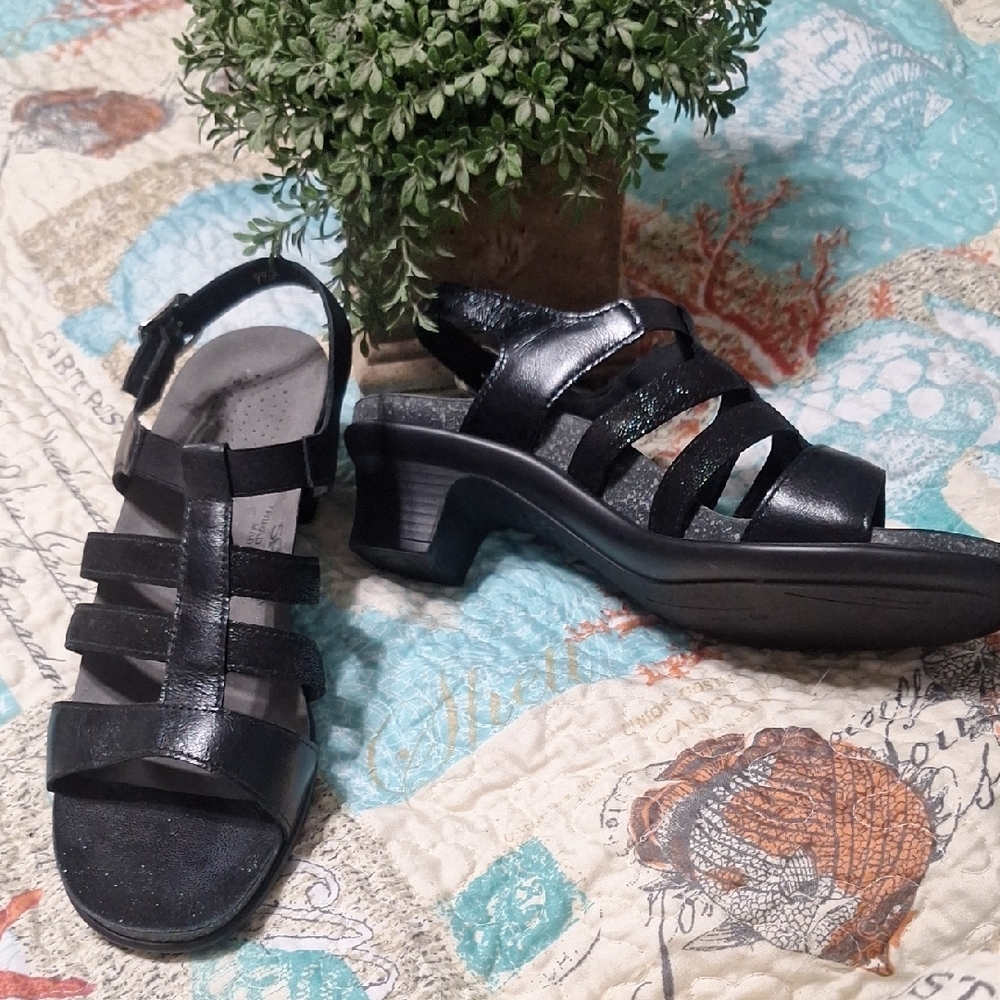 SAS Black Strappy Sandals